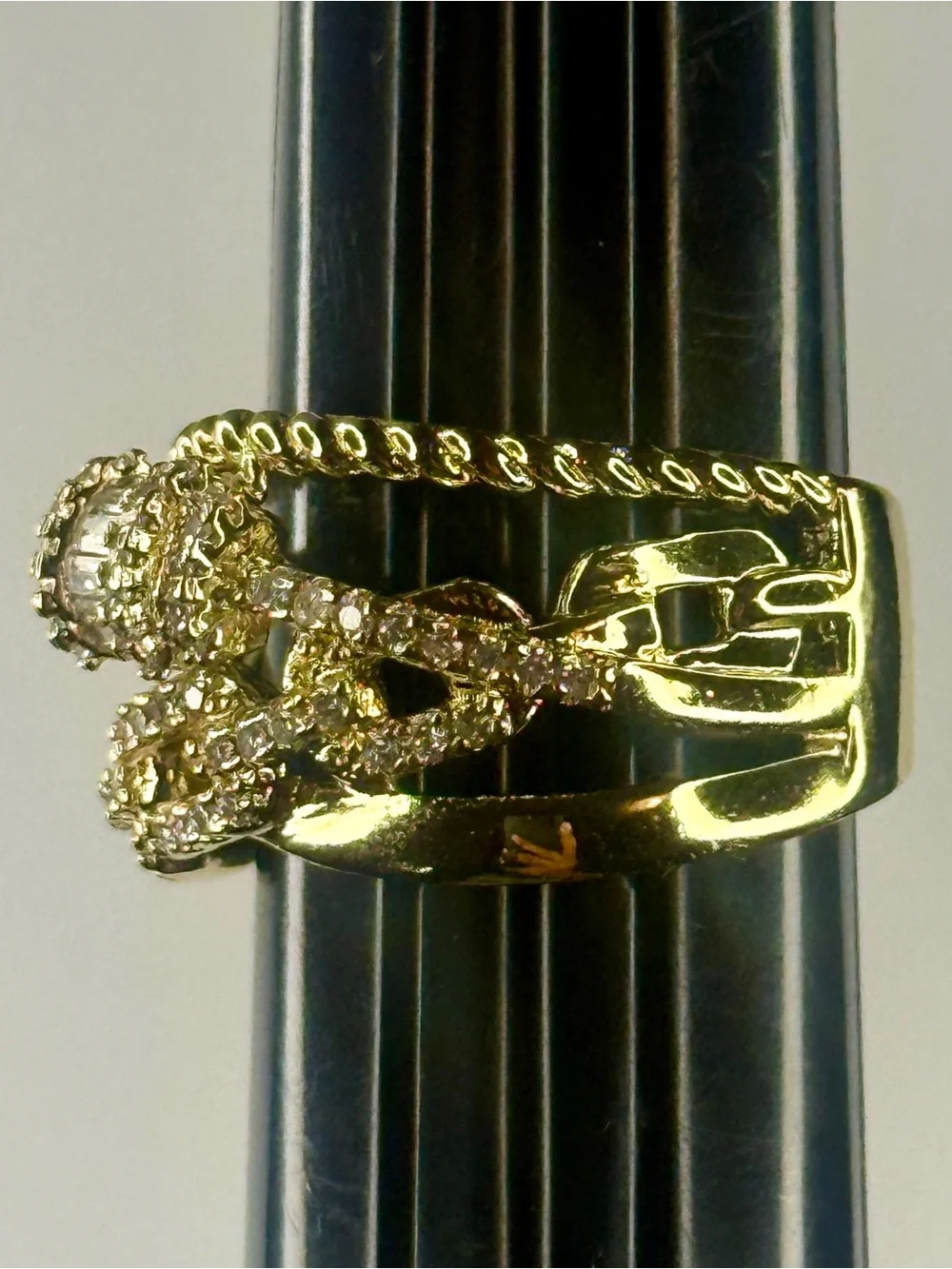 Multi Row Cable Chain Link 14kt gold plated Stainless Steel Adjustable Ring